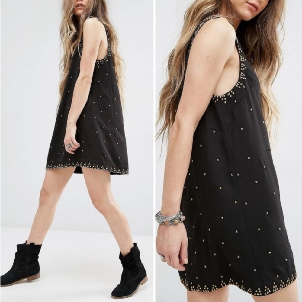 Free People Black and White Ruffled Tiered Sundress